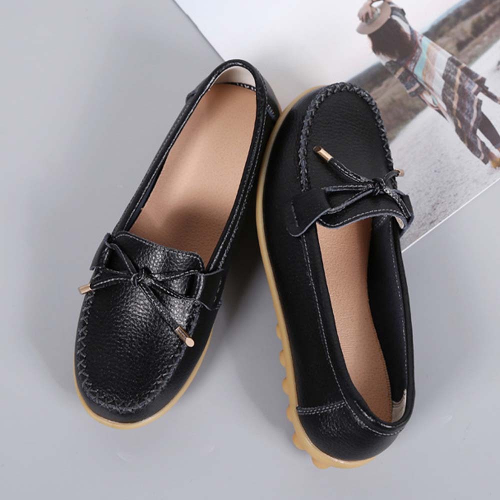 Mocasines de cuero con suela suave y transpirable para mujer Zapatos casuales