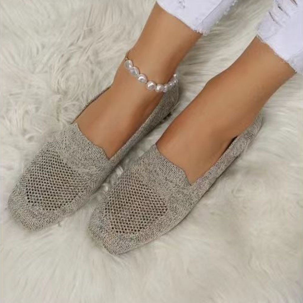 Smiledeer Spring and Autumn Knitted Breathable Flat Casual Shoes for Women