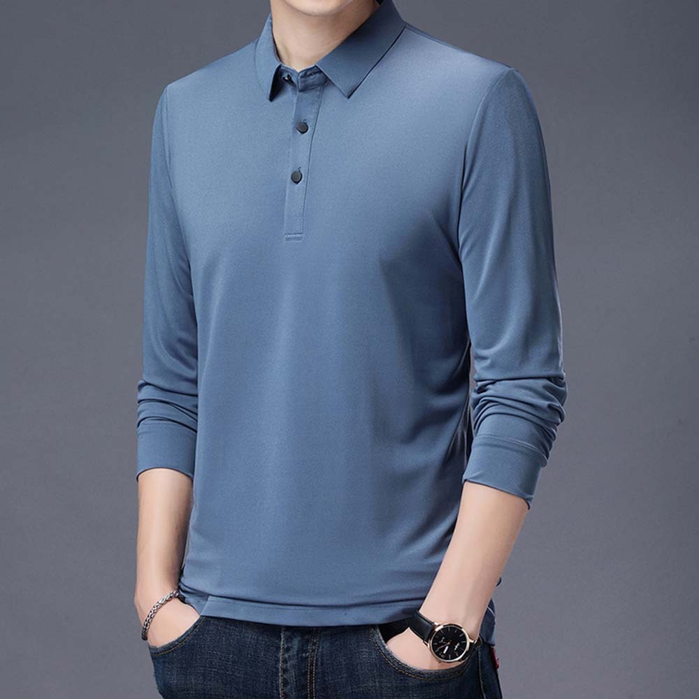 2024 nueva camiseta de manga larga con solapa para hombre