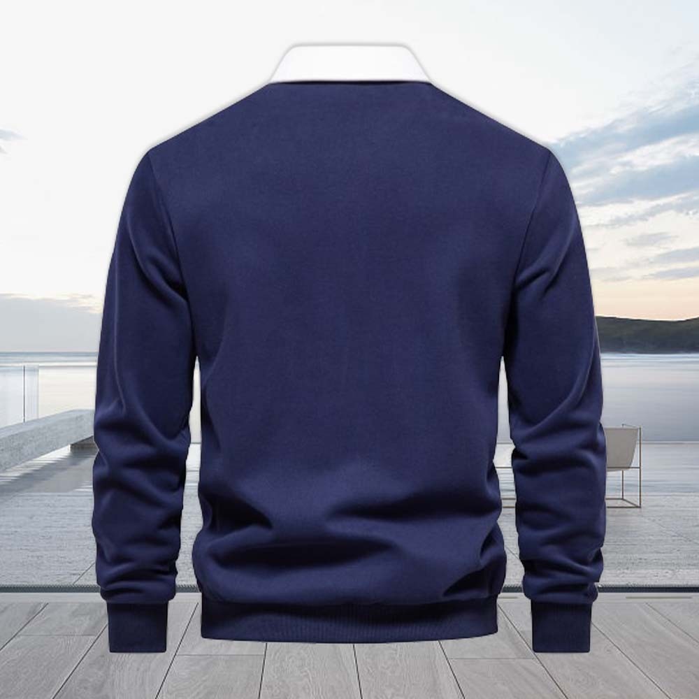 Smiledeer 2024 New men’s long-sleeved Polo shirt casual sweatshirt