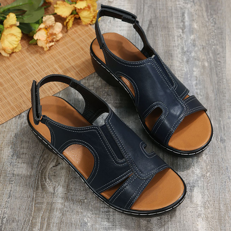 Sandalias de cuero de alta calidad de verano 2024 para mujer