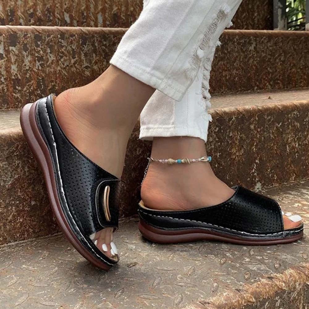 Sandalias cómodas de cuero con soporte para mujer