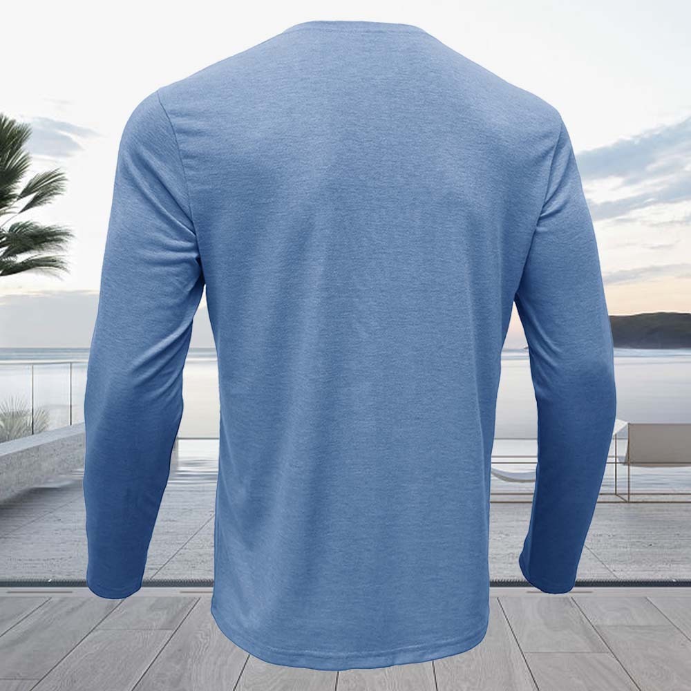 Men's Comfort Henley Neck Long Sleeve Top T-Shirt
