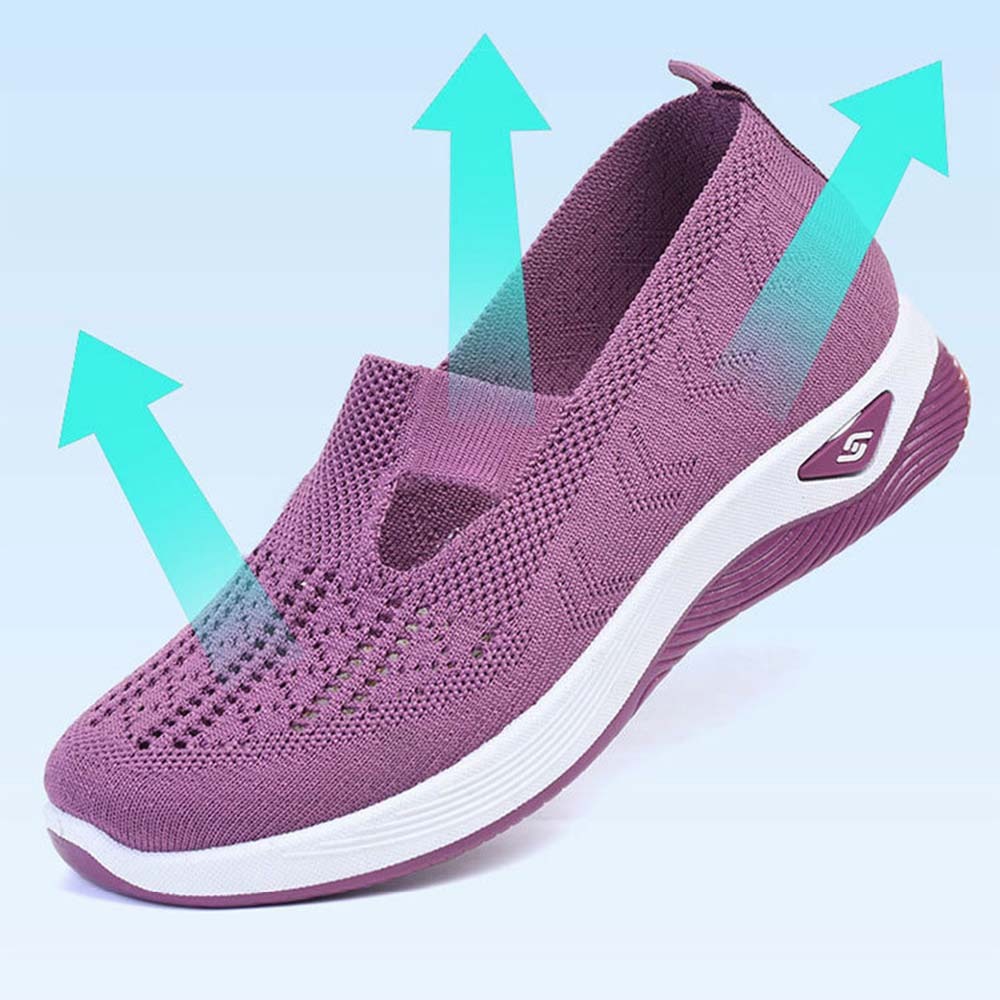 Zapatos informales sin cordones con suela suave tejida para mujer
