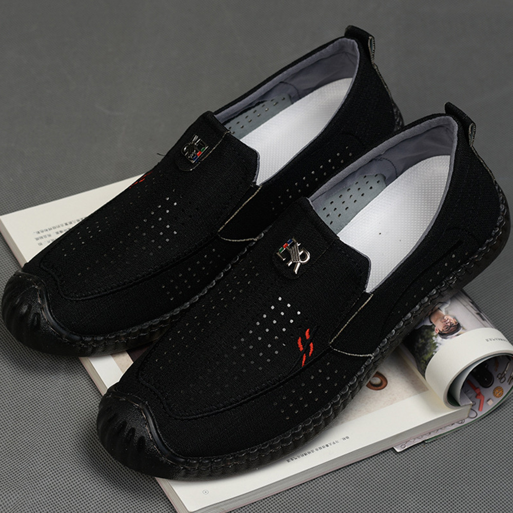 Verano Nuevos zapatos casuales transpirables de tela de lino para hombres