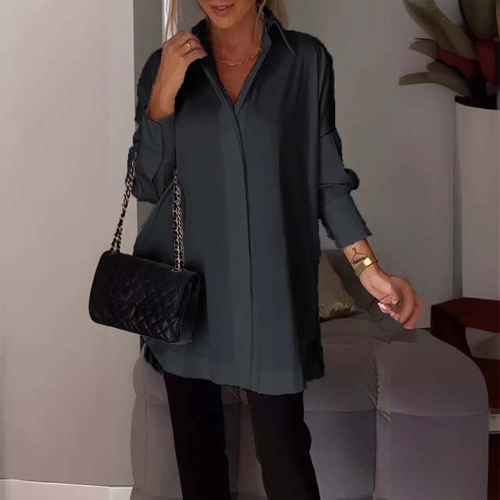 Hojanaranja Camisa de mujer de manga larga, suave y cómoda, con aberturas