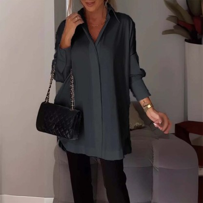 Hojanaranja Camisa de mujer de manga larga, suave y cómoda, con aberturas