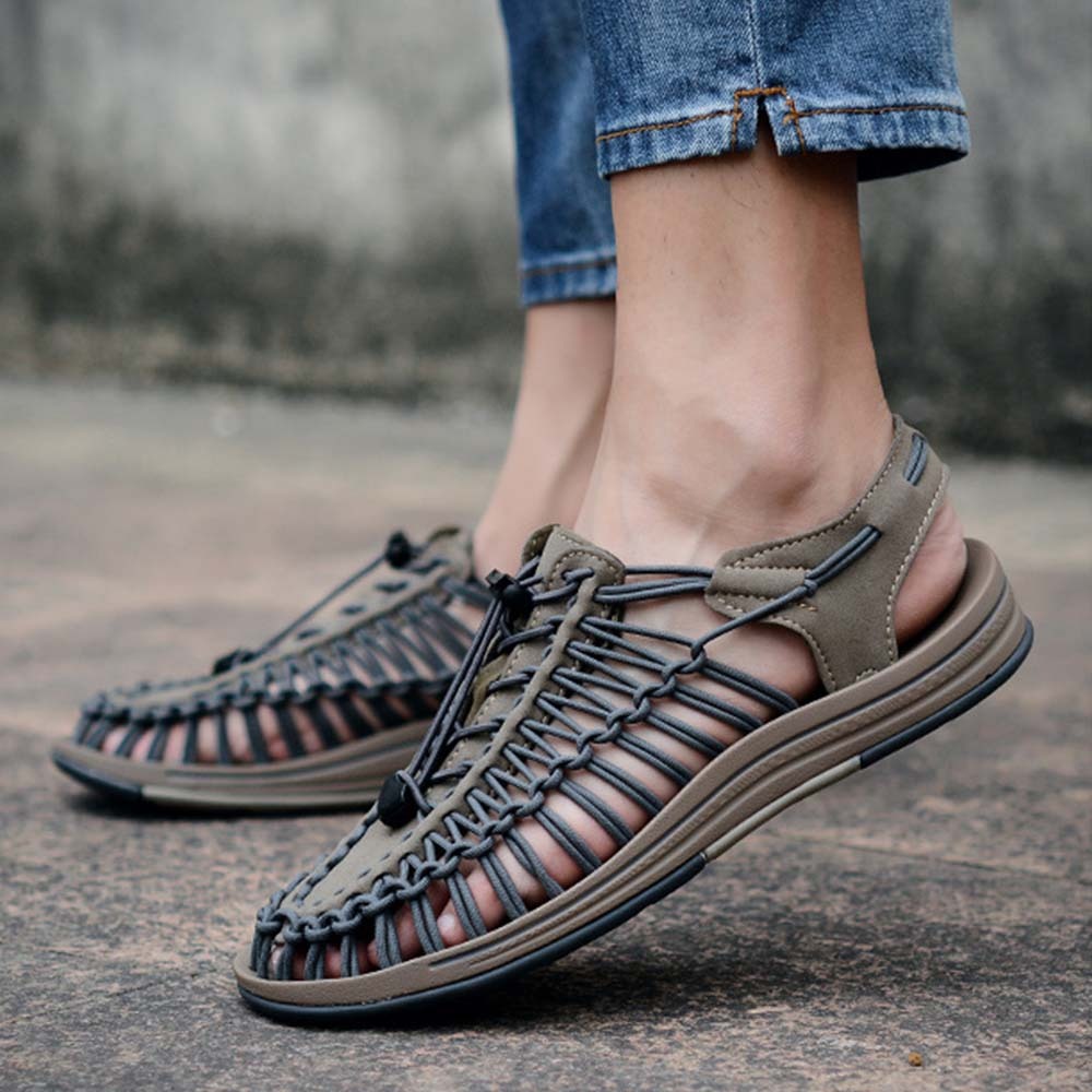 Smiledeer Summer men's and women's breathable braided lace-up sports sandals