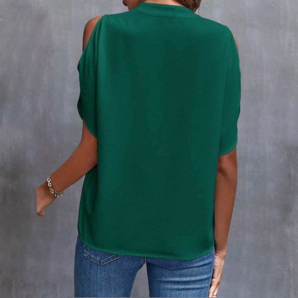 Women's sexy V-neck off-shoulder sleeve top T-shirt
