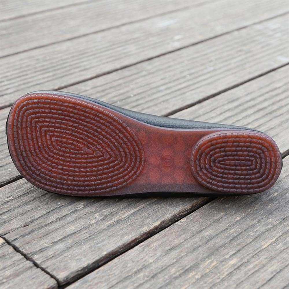 Zapatos casuales de dos botones con punta redonda de cuero retro para mujer