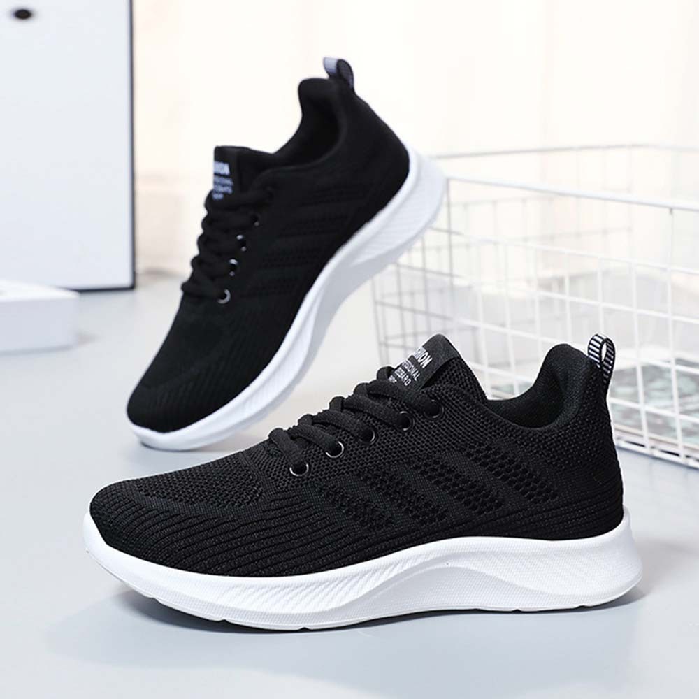 Women's Breathable Flyknit Mesh Casual Lace-up Sneakers