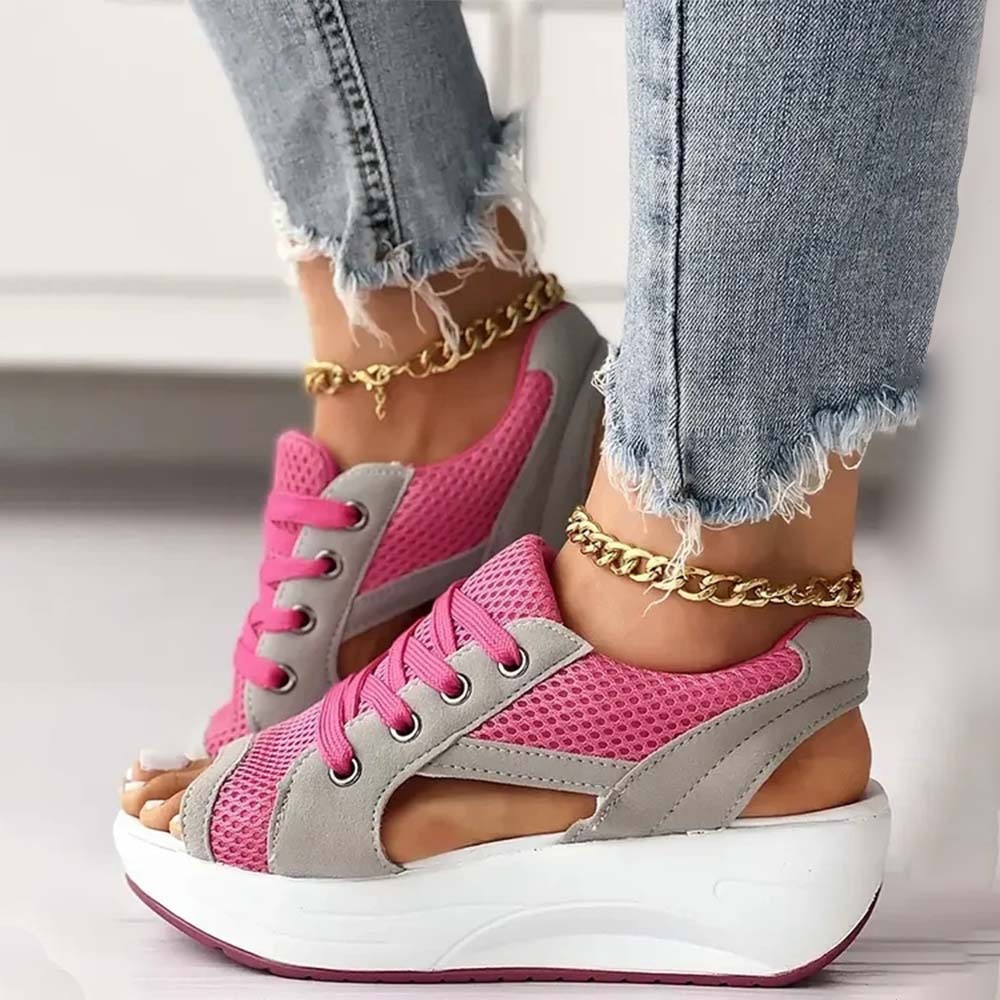 Sandalias deportivas transpirables de malla hueca para mujer