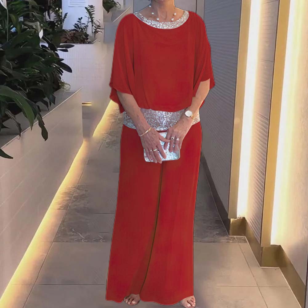 Traje de retazos de lentejuelas de gasa a la moda para mujer