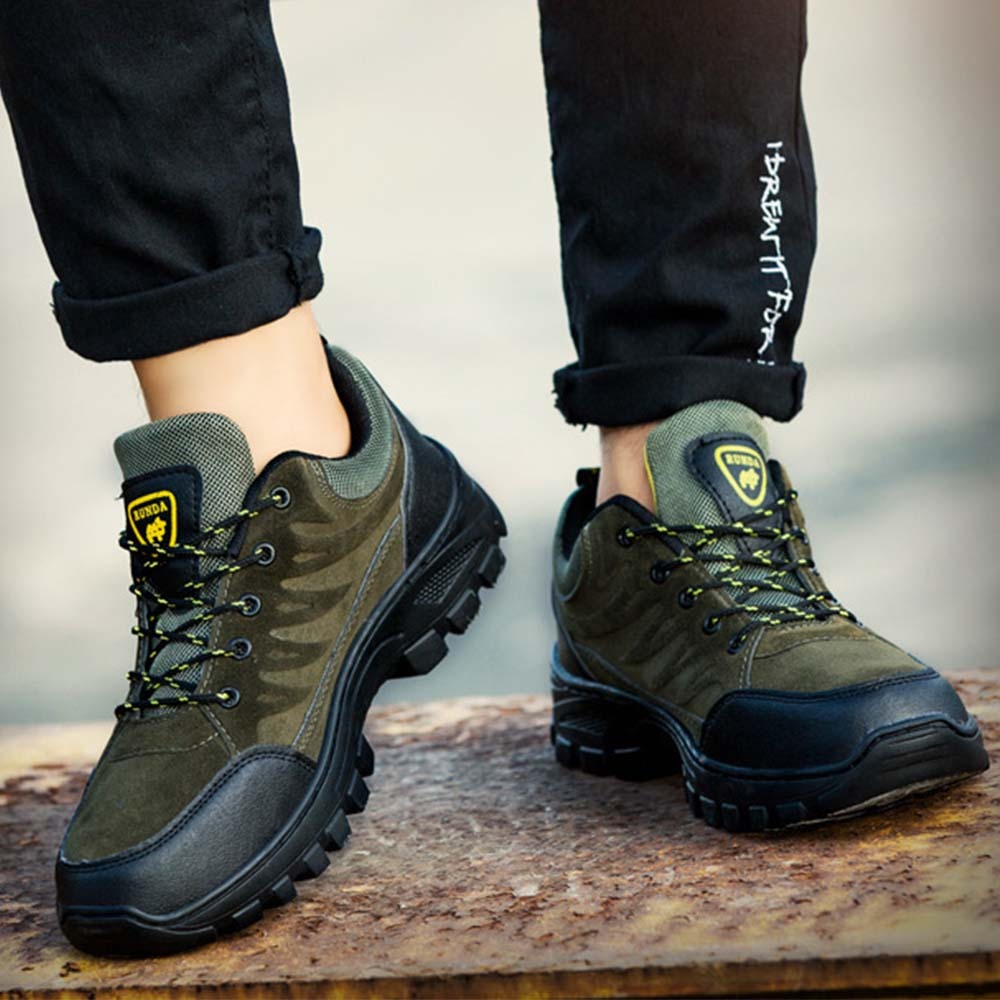 Olivoslindo Zapatillas de deporte casuales de moda para hombres Cómodos zapatos de senderismo al aire libre de caña baja