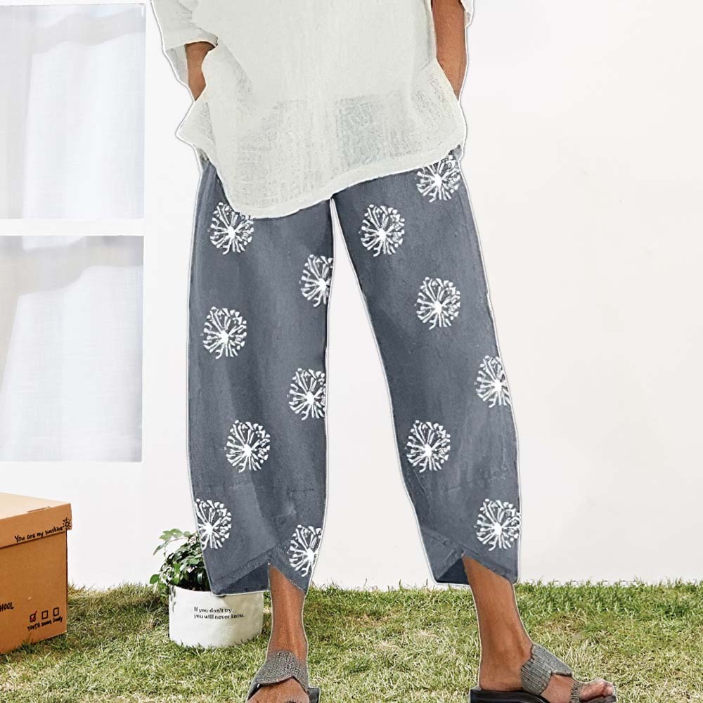 Women's Cotton Linen Loose Wide Leg Pants Casual Pants