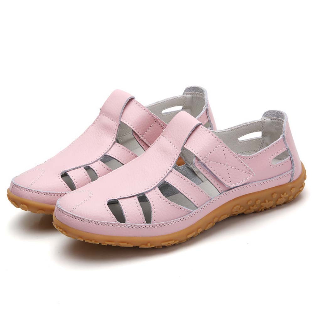 Sandalias de mujer de piel con suela suave y velcro transpirable