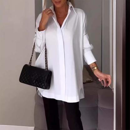 Hojanaranja Camisa de mujer de manga larga, suave y cómoda, con aberturas