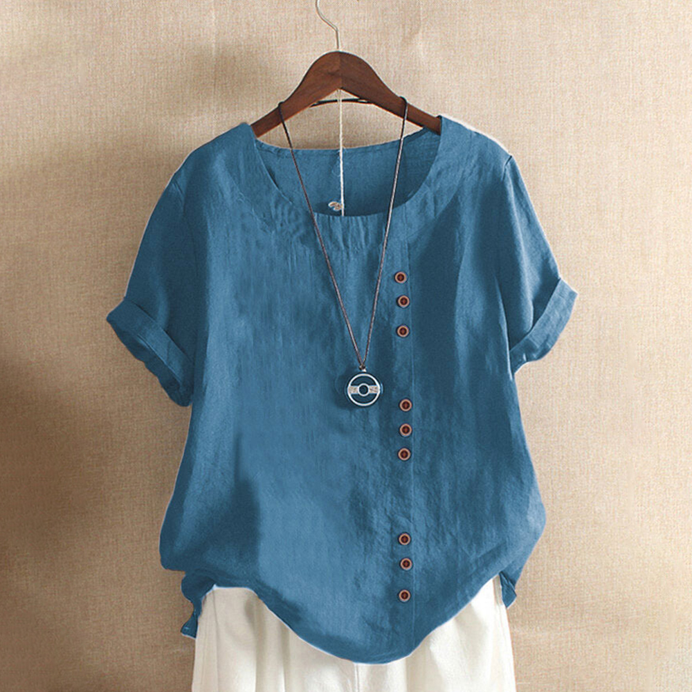 New large size cotton and linen women's T-shirt