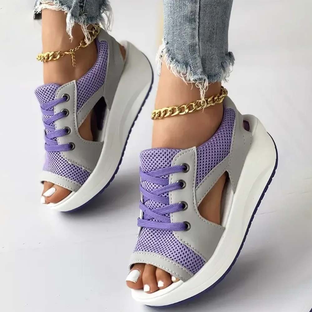 Sandalias deportivas transpirables de malla hueca para mujer