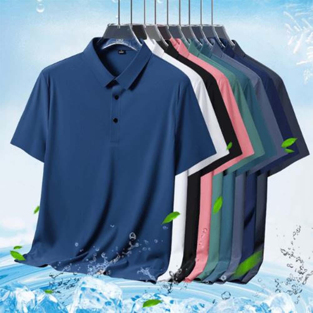 Polo de manga corta de secado rápido para hombre Summer Icy