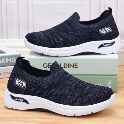 Olivoslindo Zapatillas deportivas de malla sin cordones para hombre