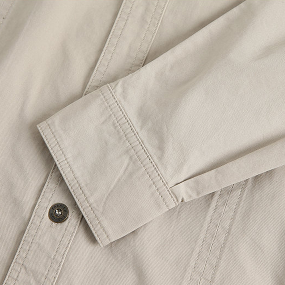 Olivoslindo Nueva camisa casual de manga larga de algodón suelto para hombre