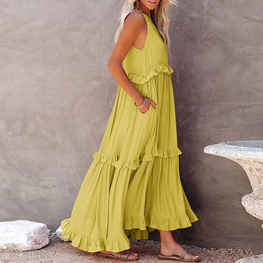 Women's summer sweet sleeveless irregular cake skirt