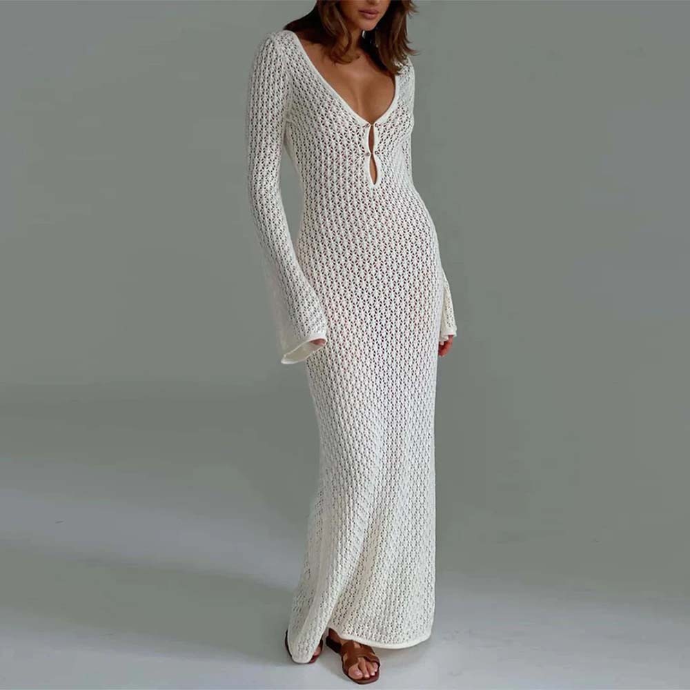 Women's Extra Long Knitted Dress Beach Sun Protection Wear