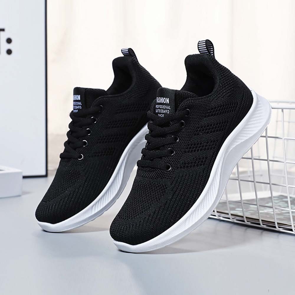 Women's Breathable Flyknit Mesh Casual Lace-up Sneakers