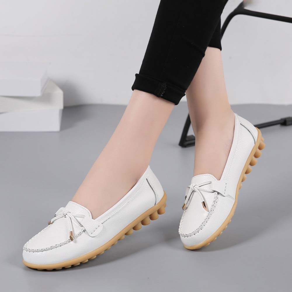 Mocasines de cuero con suela suave y transpirable para mujer Zapatos casuales