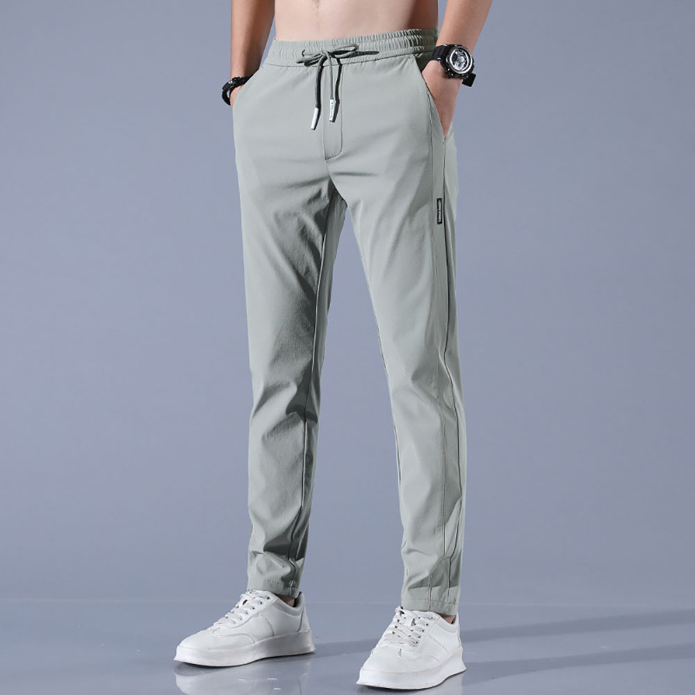 Men's breathable ice silk stretch straight casual pants