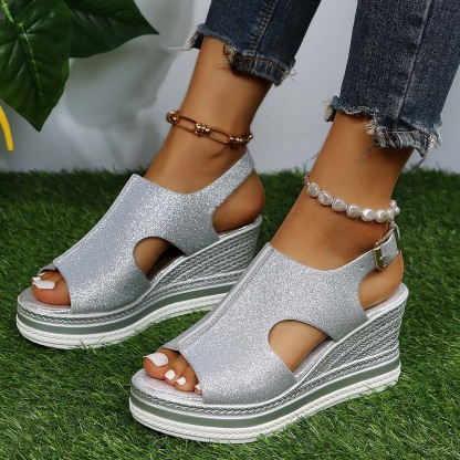 Hojanaranja 2024 nuevas sandalias de boca de pez con cuña de moda