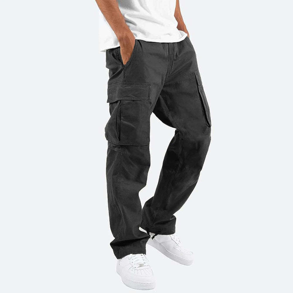 Olivoslindo Pantalones cargo multibolsillos de moda para hombre