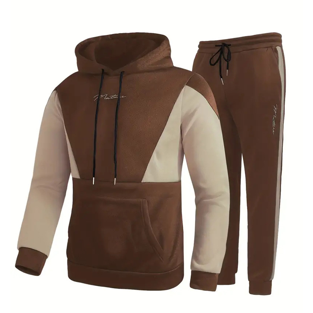 Alberchris Men's Hooded Sweatshirt + Trousers Sports Suit