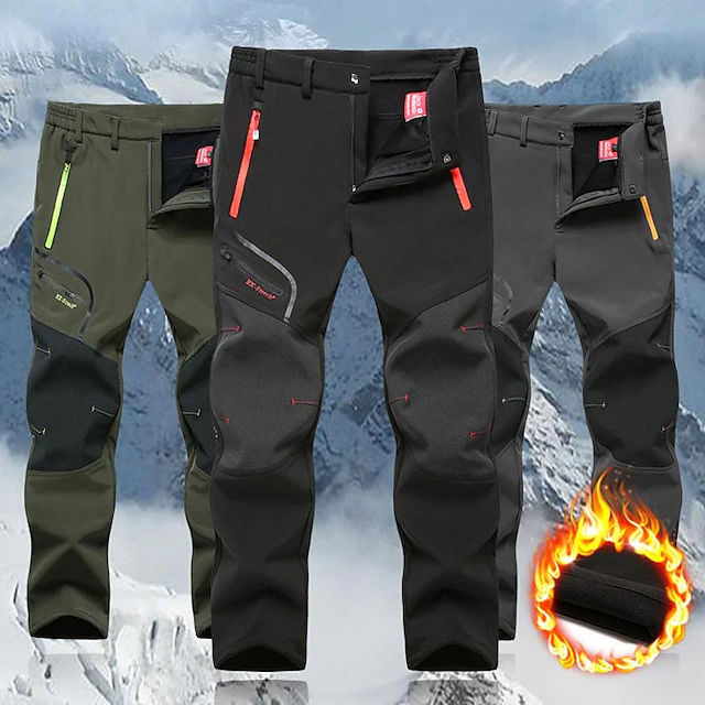 Olivoslindo Pantalón térmico impermeable para hombre con forro polar