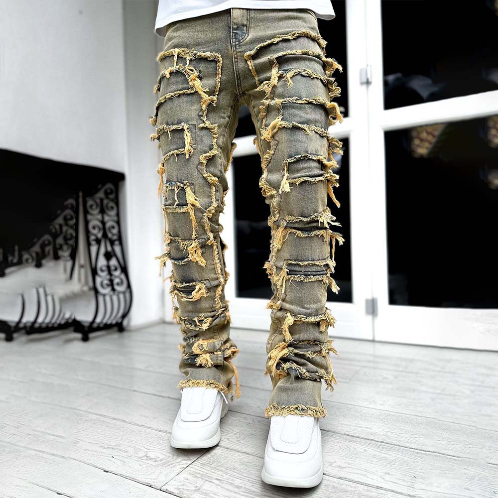 Stylish Retro Men's Stretch Denim Straight Leg Pants