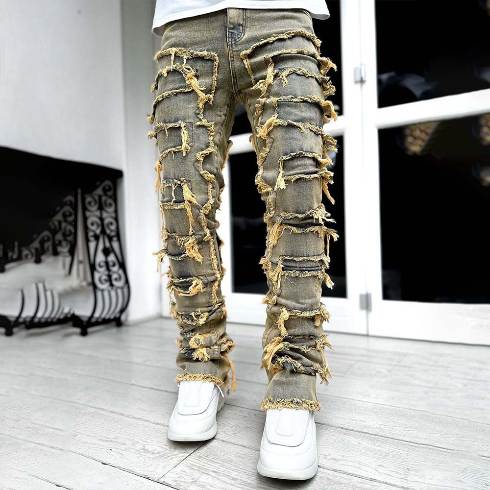 Stylish Retro Men's Stretch Denim Straight Leg Pants