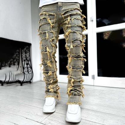Stylish Retro Men's Stretch Denim Straight Leg Pants