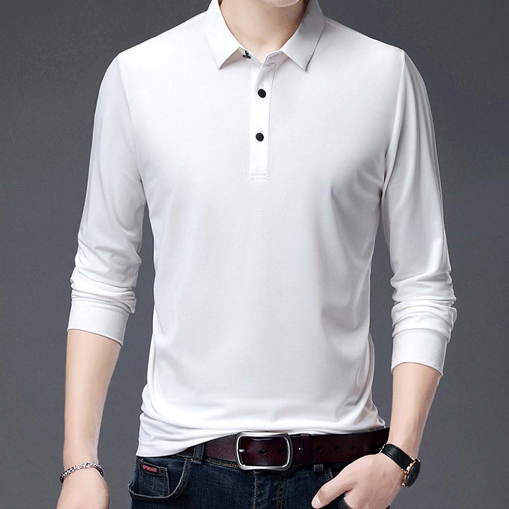 2024 nueva camiseta de manga larga con solapa para hombre