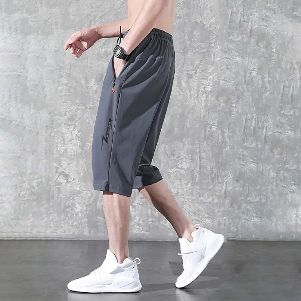 Pantalones deportivos casuales de talla grande rectos de seda de hielo elásticos finos para hombre