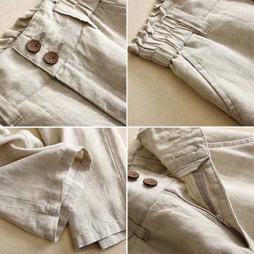 Women's Breathable and Comfortable Linen High Waisted Wide Leg Pants