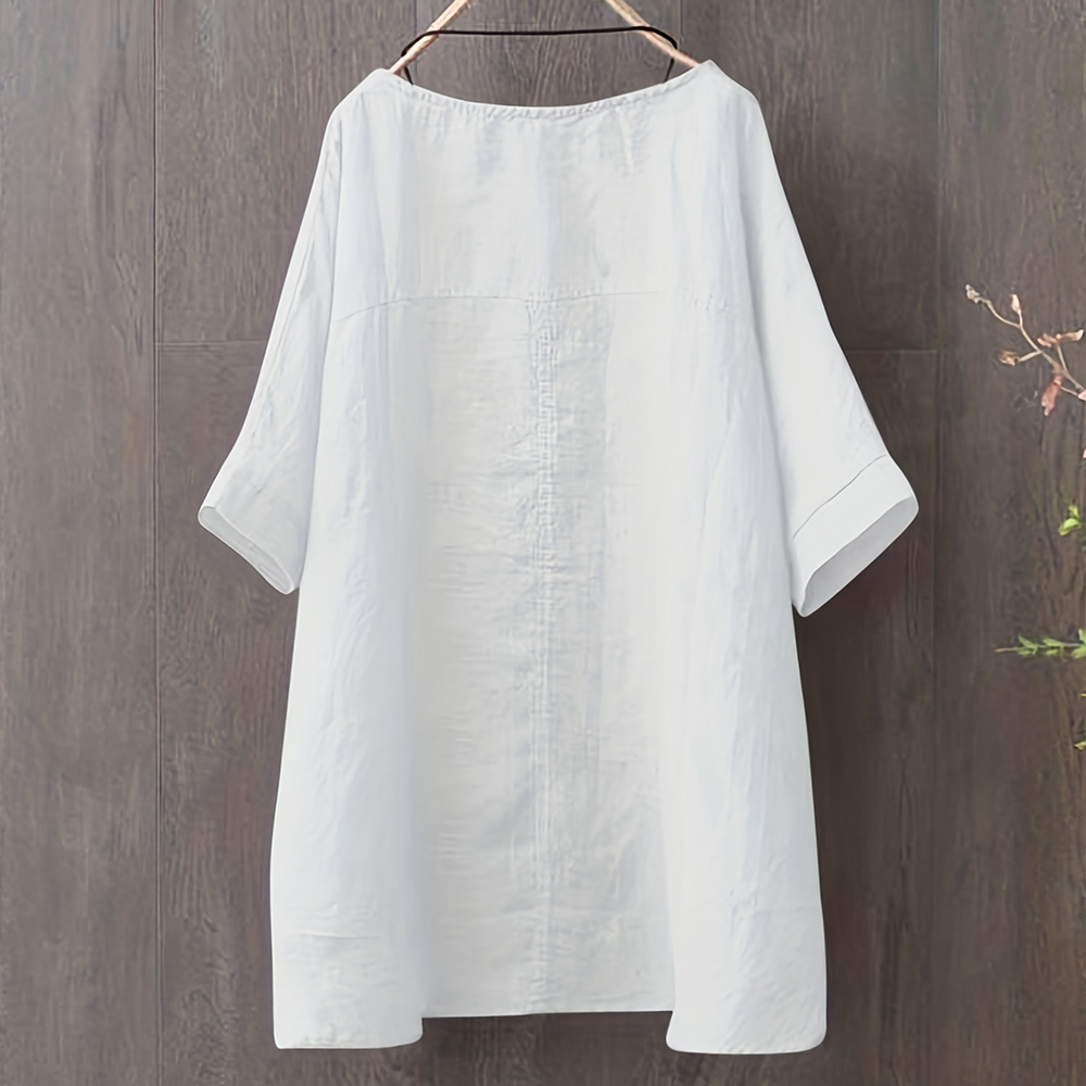 Summer Fashion Round Neck Irregular Pocket T-Shirt for Women