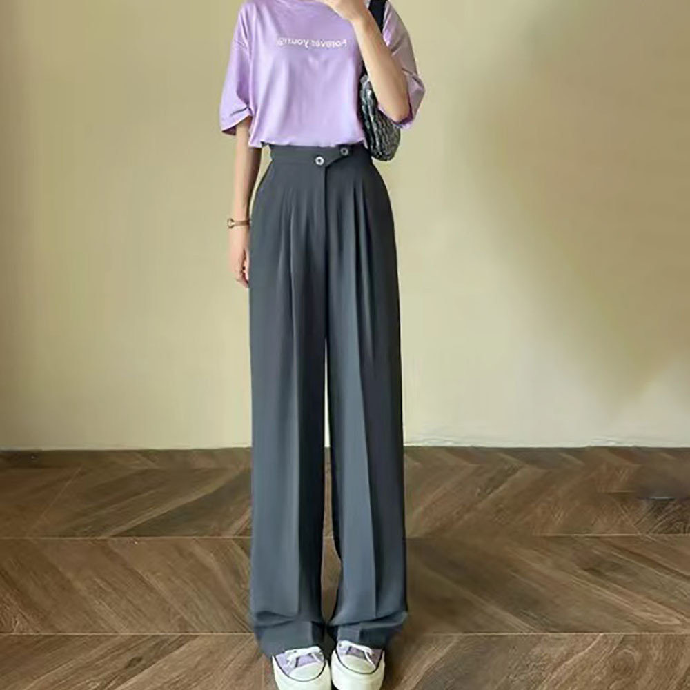 Ladies casual loose high waist suit pants