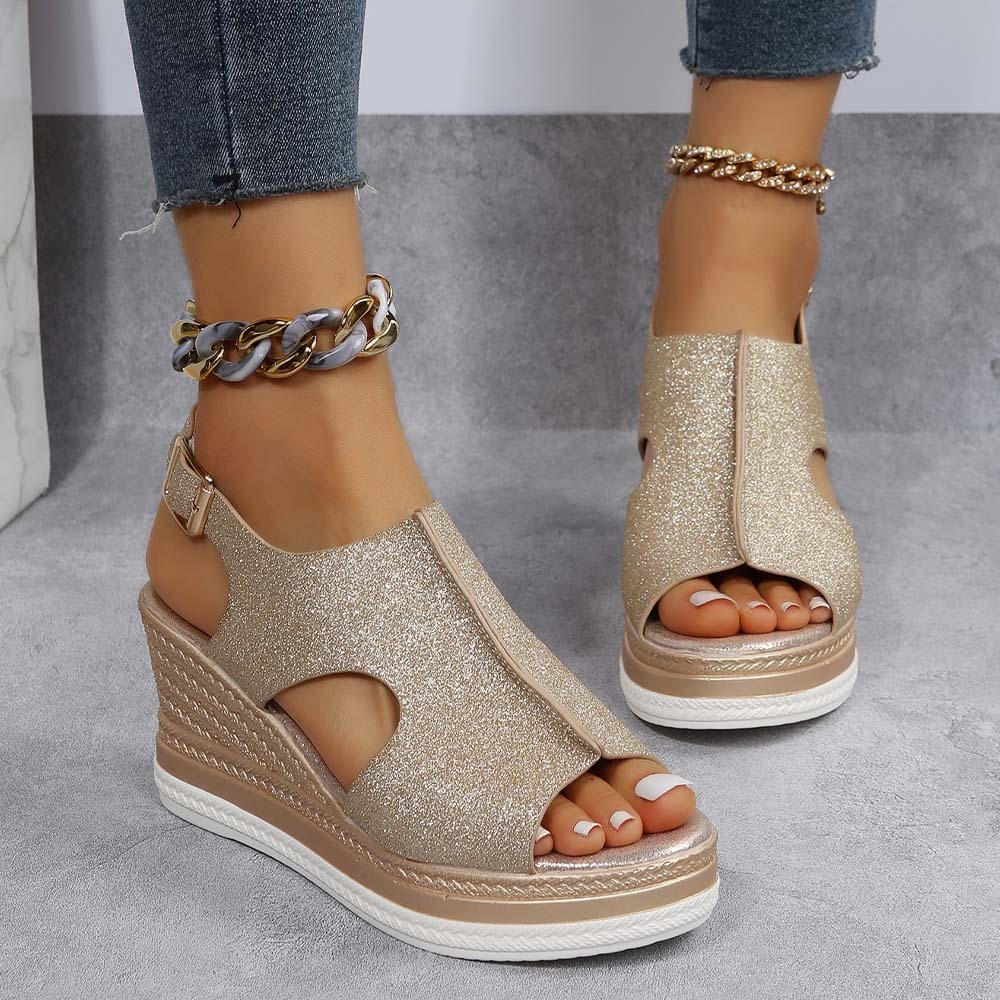 Hojanaranja 2024 nuevas sandalias de boca de pez con cuña de moda