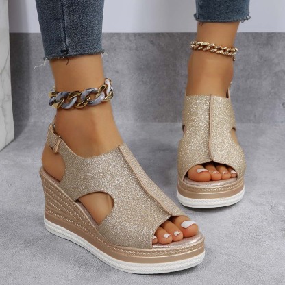 Hojanaranja 2024 nuevas sandalias de boca de pez con cuña de moda