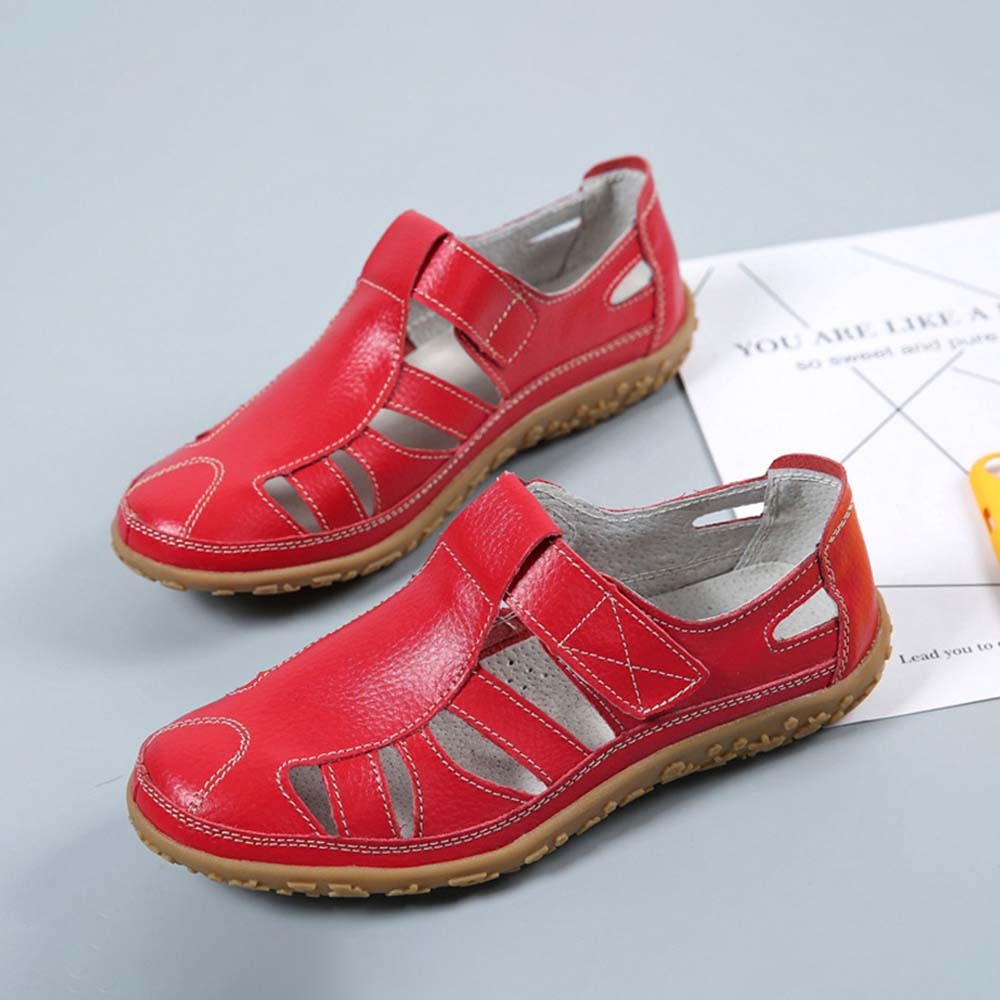 Sandalias de mujer de piel con suela suave y velcro transpirable