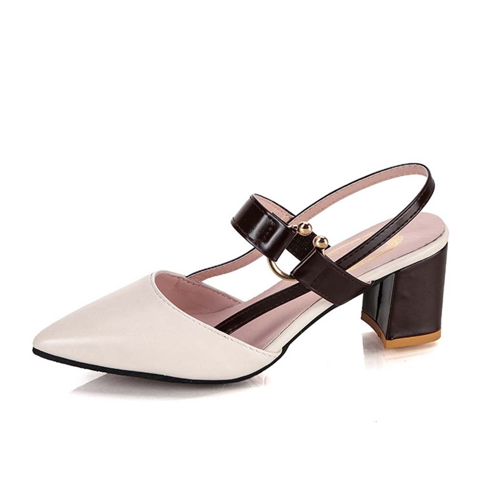  Hojanaranja Sandalias de tacón grueso de mujer con punta en punta de moda de verano