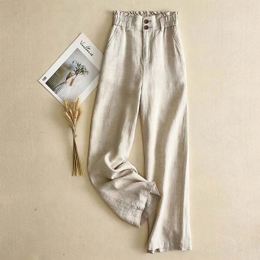 Women's Breathable and Comfortable Linen High Waisted Wide Leg Pants