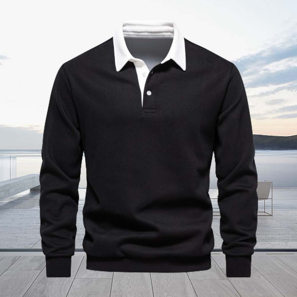 2024 New men’s long-sleeved Polo shirt casual sweatshirt