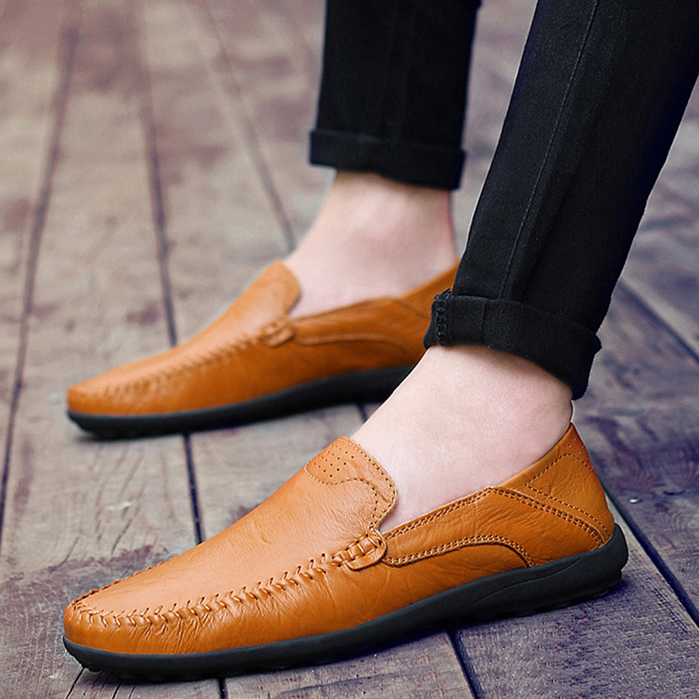 Olivoslindo Zapatos casuales de cuero para hombres de tendencia de verano